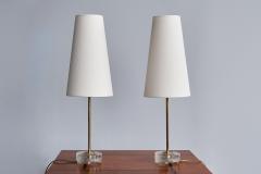  Falkenbergs Belysning Pair of Falkenbergs Belysning Table Lamps in Brass and Glass Sweden 1960s - 3429633