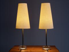  Falkenbergs Belysning Pair of Falkenbergs Belysning Table Lamps in Brass and Glass Sweden 1960s - 3429641