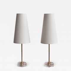  Falkenbergs Belysning Pair of Falkenbergs Belysning Table Lamps in Brass and Glass Sweden 1960s - 3431233