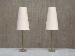  Falkenbergs Belysning Pair of Falkenbergs Belysning Table Lamps in Brass and Glass Sweden 1960s - 3888955