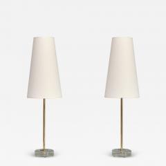  Falkenbergs Belysning Pair of Falkenbergs Belysning Table Lamps in Brass and Glass Sweden 1960s - 3890759