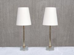  Falkenbergs Belysning Pair of Falkenbergs Belysning Table Lamps in Brass and Glass Sweden 1960s - 4154977