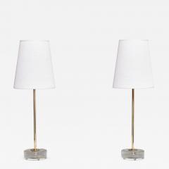  Falkenbergs Belysning Pair of Falkenbergs Belysning Table Lamps in Brass and Glass Sweden 1960s - 4358455