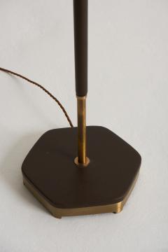  Falkenbergs Belysning Pair of Faux Brown Leather and Brass Floor Lamps by Falkenbergs Belysning - 2409706