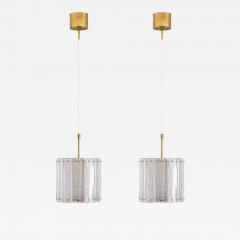  Falkenbergs Belysning Pair of Glass and Brass Pendants by Falkenbergs Belysning Sweden 1960s - 4588960