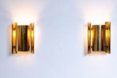  Falkenbergs Belysning Pair of Scandinavian wall lights in curved brass - 2434575