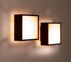  Falkenbergs Belysning Pair of Wall Lamps Sconces in Rosewood and Glass by Falkenbergs Sweden - 1353742