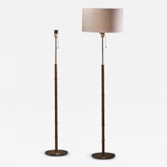  Falkenbergs Belysning Pair of oak and brass floor lamps - 3901082