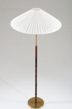  Falkenbergs Belysning Scandinavian Midcentury Floor Lamp in Brass and Wood by Falkenbergs Sweden - 3102334