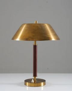  Falkenbergs Belysning Scandinavian Midcentury Table Lamp in Brass and Leather by Falkenbergs - 2839439