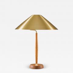  Falkenbergs Belysning Scandinavian Midcentury Table Lamp in Brass and Oak by Falkenbergs - 2413184