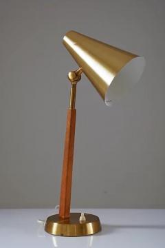  Falkenbergs Belysning Scandinavian Midcentury Table Lamps in Brass and Oak by Falkenbergs and Leather - 2389927