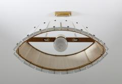  Falkenbergs Belysning Swedish Mid Century Modern Pendant in Glass and Brass by Falkenbergs - 1144161