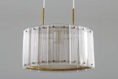  Falkenbergs Belysning Swedish Mid Century Modern Pendant in Glass and Brass by Falkenbergs - 1144162