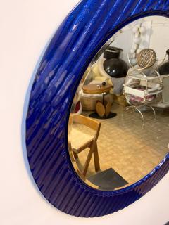  Falper Round Mirror Blue Wave Glass by Falper Italy 1980s - 2261496