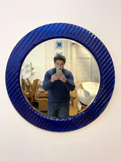  Falper Round Mirror Blue Wave Glass by Falper Italy 1980s - 2261498