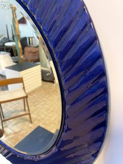  Falper Round Mirror Blue Wave Glass by Falper Italy 1980s - 2261499