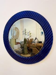  Falper Round Mirror Blue Wave Glass by Falper Italy 1980s - 2261500