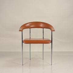  Fasem Pair of Vintage Cognac Leather P40 Chairs by Vegni Gualtierotti for Fasem - 4314465