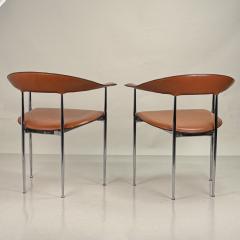  Fasem Pair of Vintage Cognac Leather P40 Chairs by Vegni Gualtierotti for Fasem - 4314466