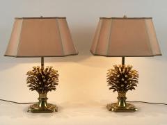  Feese Set of Two Large Exceptional Brass Pine Cone Table Lamps by Feese Germany 1980s - 4600288