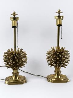  Feese Set of Two Large Exceptional Brass Pine Cone Table Lamps by Feese Germany 1980s - 4600294
