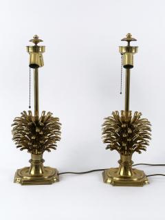  Feese Set of Two Large Exceptional Brass Pine Cone Table Lamps by Feese Germany 1980s - 4600295