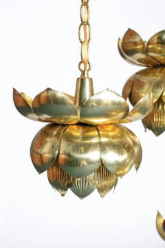  Feldman Lighting Co Feldman Triple Lotus Light Fixture Chandelier circa 1960 - 2843378