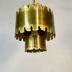  Feldman Lighting Co Mid Century Modern Brutalist Chandelier Pendant by Tom Greene Patinated Brass - 3245715