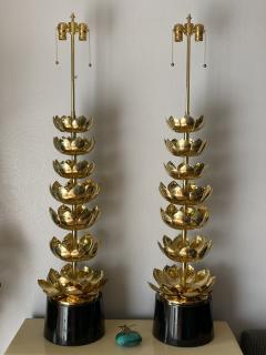  Feldman Lighting Co Pair of Brass Lotus Lamps - 2521873