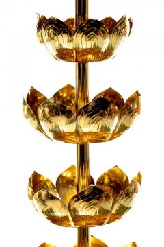  Feldman Lighting Co Pair of Hollywood Regency Tall Brass Lotus Lamps by Feldman Lighting circa 1960s - 2983873