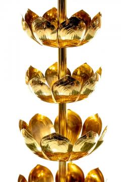 Feldman Lighting Co Pair of Hollywood Regency Tall Brass Lotus Lamps by Feldman Lighting circa 1960s - 2983878