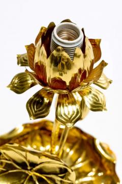  Feldman Lighting Co Petite Hollywood Regency Lotus Flower Lamp in Polished Brass by Feldman c 1960 - 4126385