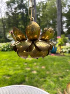 Feldman Lighting Co Wonderful Feldman 3 Light Brass Lotus Flower Pendant Chandelier Light Midcentury - 4361907
