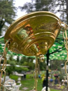 Feldman Lighting Co Wonderful Feldman 3 Light Brass Lotus Flower Pendant Chandelier Light Midcentury - 4361910