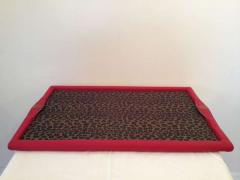  Fendi Fendi Red Leather Leopard Print Glass Bar Tray - 98584