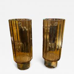  Fendi Pair of Fendi Murano Glass Faceted Vases - 3846579