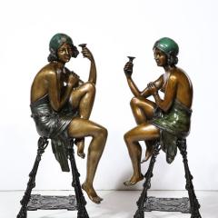  Ferdinando De Luca Art Deco Bronze Copper Sculptures of Seated Flappers by Ferdinando De Luca - 3352370