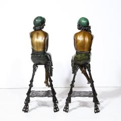  Ferdinando De Luca Art Deco Bronze Copper Sculptures of Seated Flappers by Ferdinando De Luca - 3352412