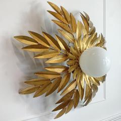  Ferro Art 1950s FERRO ATT GILT LEAF GLOBE FLUSH LIGHT - 3030848