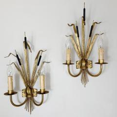  Ferro Art Ferro Art Gilt Bulrush Wall Lights 1970 s - 3030684