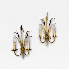  Ferro Art Ferro Art Gilt Bulrush Wall Lights 1970 s - 3036254