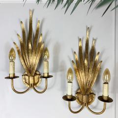  Ferro Art Pair of Gilt Reed Leaf Wall Lights by Ferro Art - 3036832