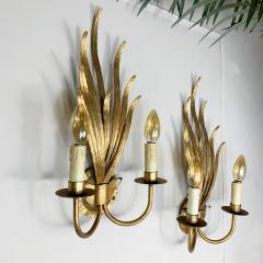  Ferro Art Pair of Gilt Reed Leaf Wall Lights by Ferro Art - 3036833