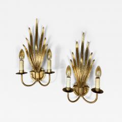  Ferro Art Pair of Gilt Reed Leaf Wall Lights by Ferro Art - 3038316