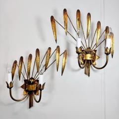  Ferro Art Stunning Pair of Ferro Art Gold Leaf Wall Lights - 3911445