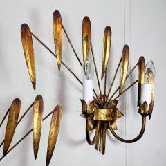  Ferro Art Stunning Pair of Ferro Art Gold Leaf Wall Lights - 3911449