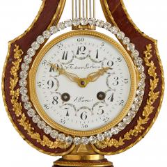  Festeau Le Jeune Antique Louis XVI style gilt bronze rouge marble and jewelled clock set - 3743835