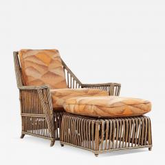  Ficks Reed Ficks Reed Style Mid Century Rattan Lounge Chair and Ottoman - 3506098