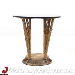  Ficks Reed Ficks Reed Style Mid Century Round Rattan Table - 3693189